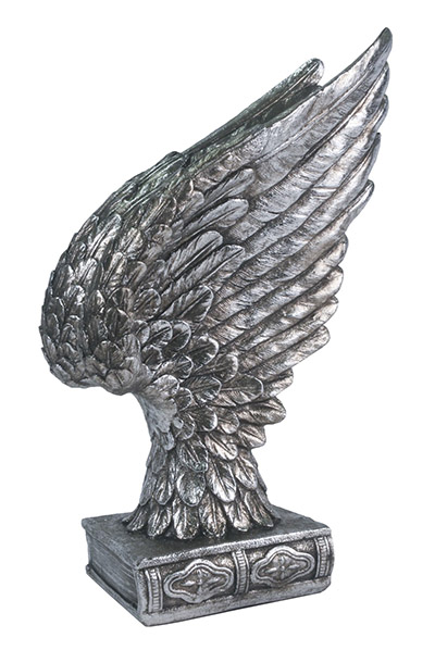 Silver Angel Wings On Book - Click Image to Close